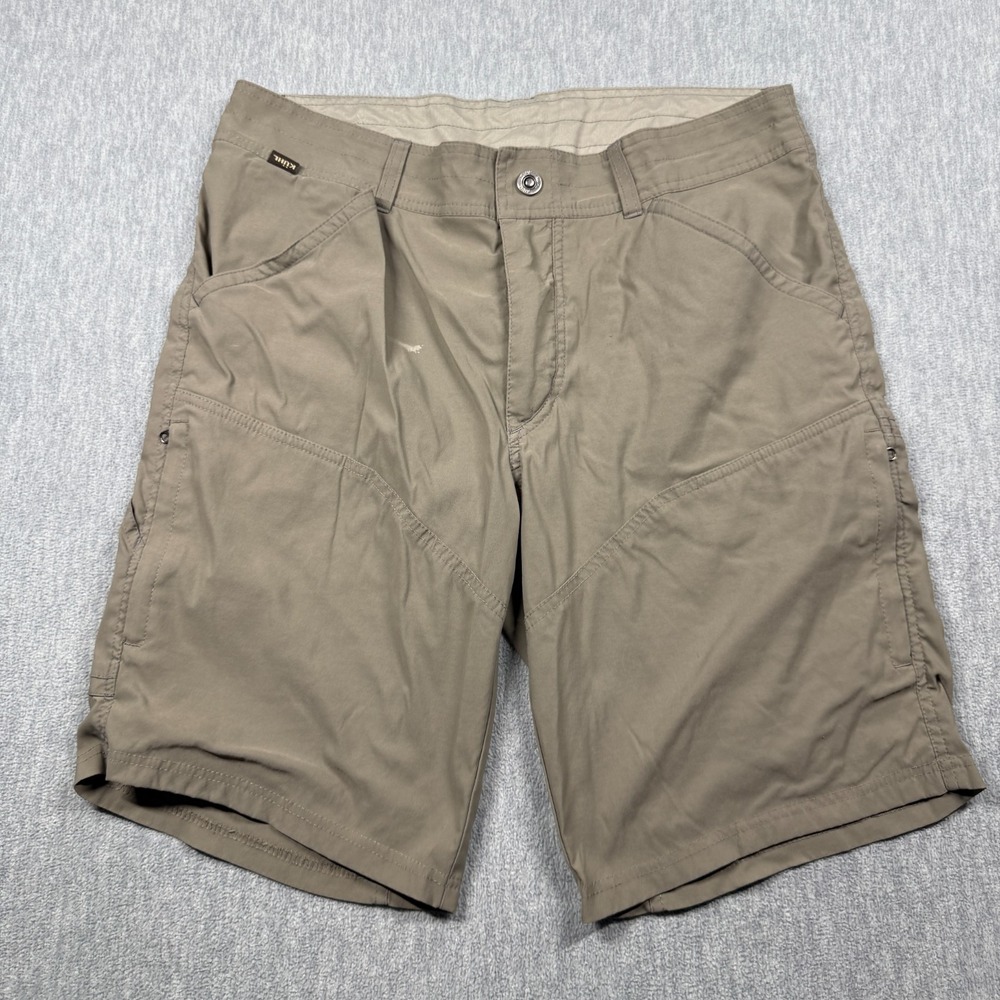KUHL Renegade Cargo Shorts Mens 34 Tan Brown Stretch Lightweight Hiking Outdoor
